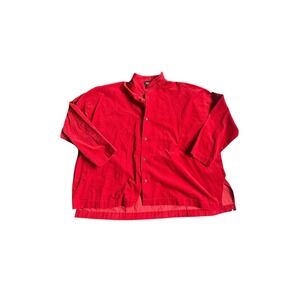 eskandar Red corduroy Button-Down Cotton Shirt